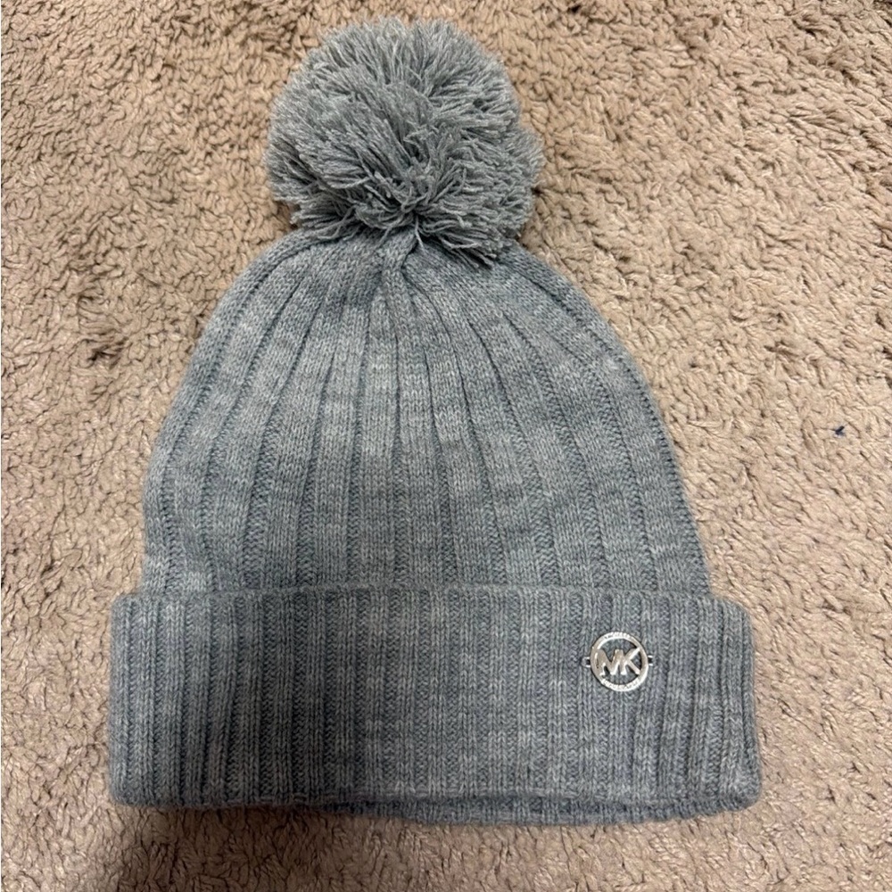 Michael Kors Gray Knit Pom-Pom Hat